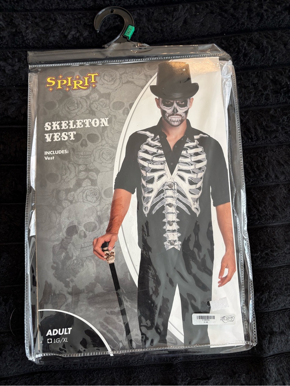 SPIRIT SKELETON VEST HALLOWEEN COSTUME L/XL